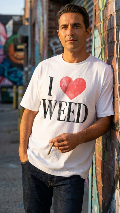 I ♥ WEED Oversize T-Shirt — Vintage Love Weed Tee
